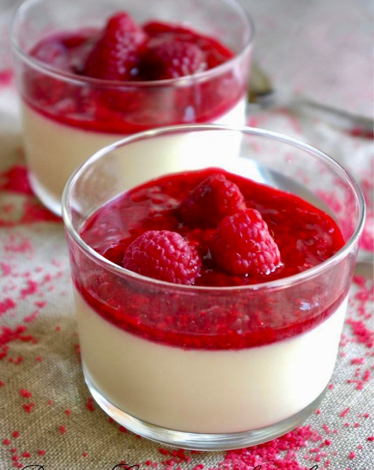 Panna cotta met framboosjes