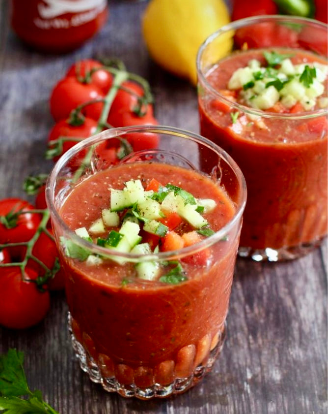 Gazpacho tomaat, meloen en pistou