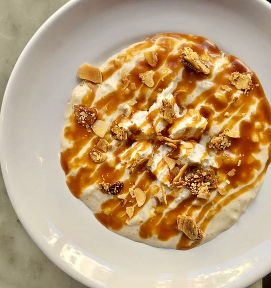 Rijstpapje / caramel / gecarameliseerde amandel